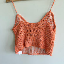 Load image into Gallery viewer, Zara Crochet Knit Scoop Neck Pullover Cropped Tank Top Orange L
