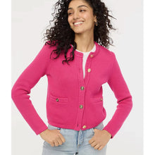 Load image into Gallery viewer, J. Crew Cotton Lady Ribbed Crew Neck Cropped Long Sleeve Cardigan Pink M
