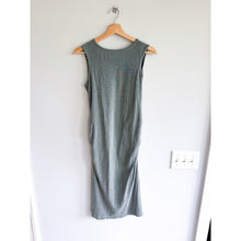 Load image into Gallery viewer, Sundry Tie-Front Ruched Sides Sleeveless Scoop Neck Mini Dress Green 0
