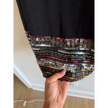 Load image into Gallery viewer, Artelier Nicole Miller Silk Sequin Embellished Beads Hem Shift Dress Black S
