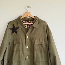 Load image into Gallery viewer, "Not For You" Sequin Embellished Button Front Military Utility Jacket Green

