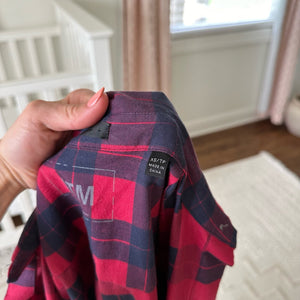 ATM Anthony Thomas Melillo Plaid Flannel Long Sleeve Shirt Dress Red Black XS