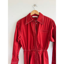 Load image into Gallery viewer, Tory Burch Eleanor Poplin Long Sleeve Button Front Midi Dress Ruby Rust 8 NWT
