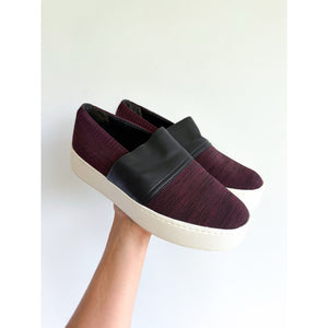 Vince Ward Knit Leather Platform Slip On Sneakers Red Black 8.5