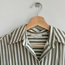 Load image into Gallery viewer, Vince Coast Striped Long Sleeve Shirtdress Green White
