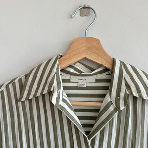 Vince Coast Striped Long Sleeve Shirtdress Green White