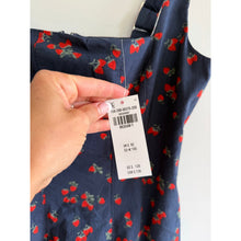 Load image into Gallery viewer, Abercrombie &amp; Fitch Strawberry Print Sleeveless Midi Dress Blue M Tall NWT
