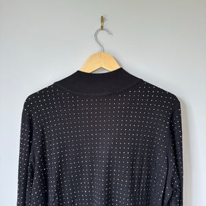 Joseph Ribkoff Beaded Crew Neck Long Sleeve Pullover Casual Top Black XL NWT