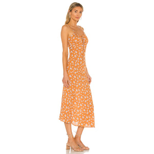 SNDYS. Honolulu Sleeveless Floral Print Midi Dress in Amber Daisy L