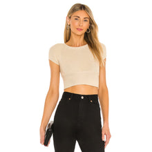 Load image into Gallery viewer, Lovers + Friends Mackenzie Knit Cut Out Back Cropped Top Cream M

