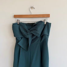 Load image into Gallery viewer, Anthropologie Hailee C Bow-Front Strapless Cut Out Back Cropped Jumpsuit Teal 6
