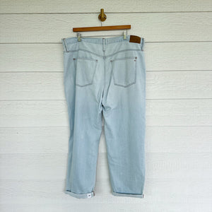 Madewell The Slouchy Boyjean Distressed Straight Jeans Wrightlane Wash 33 NWT