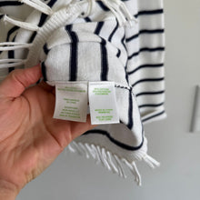 Load image into Gallery viewer, Lily Pulitzer Crestwood Striped Fringe Hem Pullover Sweater White Navy S
