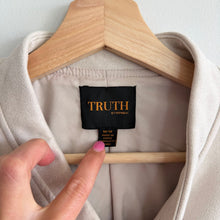 Load image into Gallery viewer, Truth by Republic Faux Leather Snap Front Cropped Bomber Jacket Cream M
