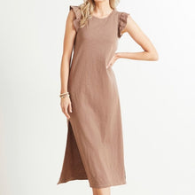 Load image into Gallery viewer, Z Supply Blakely Slub Ruffles Cap Sleeve Midi Dress Brown XS
