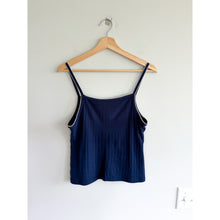 Load image into Gallery viewer, By Together Pointelle Ribbed Knit Cropped Cami Top Blue S
