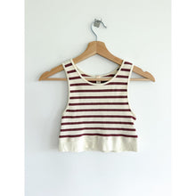 Load image into Gallery viewer, By Together Striped Pattern Ribbed Knit Cropped Tank Top Cream Rust M
