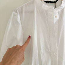 Load image into Gallery viewer, NWT Zara Half Sleeve Henley Neck Lightweight Mini Shirt Dress White L
