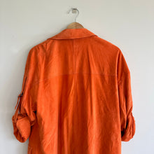 Load image into Gallery viewer, ST. JOHN Silken Suede Slouchy Strap Sleeve Jacket Soft Sienna Orange NWT
