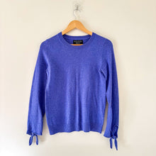 Load image into Gallery viewer, Banana Republic Filpucci Wool-Cashmere Blend Bow Cuff Sweater Purple XS
