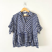 Load image into Gallery viewer, Anthropologie Maeve Gingham Print Ruffles Button Front Oversized Blouse

