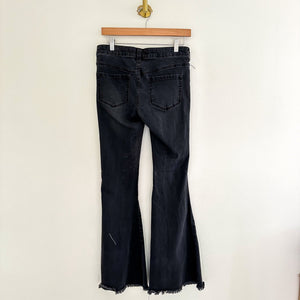 Free People Raw Hem Flared Jeans Black 28