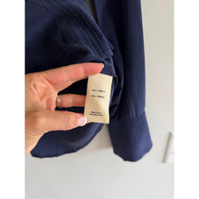 Load image into Gallery viewer, L'Agence Silk Pleated V-Neck Long Sleeve Blouse Blue XS
