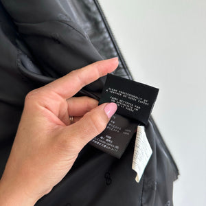 Cole Haan Genuine Lamb Skin Leather Zip Up Quilted Jacket Black L