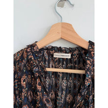 Load image into Gallery viewer, Ulla Johnson Miray Silk Metallic Fleck Chiffon Blouse Black Multi 2
