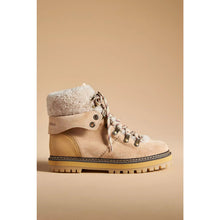 Load image into Gallery viewer, See By Chloé Eileen Suede Fur Trim Lace Up Hiking Boots Tan 9 NEW
