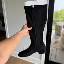 Load image into Gallery viewer, Aerosoles Nana Faux Suede Square Toe Knee High Boots Black 9M NEW
