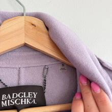 Load image into Gallery viewer, Badgley Mischka Double Face Wool Tie Waist Wrap Trench Coat Purple S
