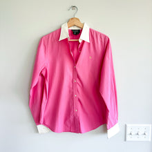 Load image into Gallery viewer, Lauren Ralph Lauren Classic Colorblock Button Down Shirt Pink White M
