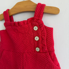 Load image into Gallery viewer, Janie and Jack Floral Jacquard Sleeveless Button Front Romper Red 3-6M
