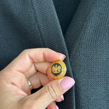 Load image into Gallery viewer, Vintage ST. JOHN Basics Knit Gold Button Front Shoulder Pad Blazer Black S
