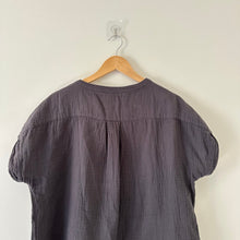 Load image into Gallery viewer, Faherty Gauze Cotton Henley Neck Short Sleeve Blouse Gray L
