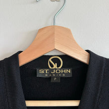 Load image into Gallery viewer, Vintage ST. JOHN Basics Knit Gold Button Front Shoulder Pad Blazer Black S
