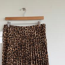 Load image into Gallery viewer, Zara Basic Leopard Print Pleated Tie-Waist Midi Skirt Brown Black L NWT
