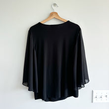 Load image into Gallery viewer, Joseph Ribkoff 3/4 Sleeve Sheer Overlay Chiffon Blouse Black 14
