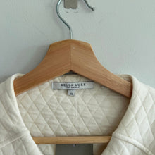 Load image into Gallery viewer, Anthropologie Bella Luxx Asymmetrical 3/4 Sleeve Quilted Jacket Cream XS NWT
