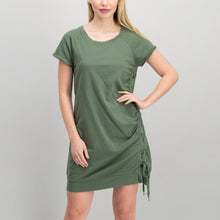 Load image into Gallery viewer, Sanctuary Lace Up Short Sleeve Round Neck Mini T-Shirt Dress Green M

