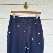 Load image into Gallery viewer, Madewell Airyterry Floral Embroidered High Waist Tapered Sweatpants Blue S
