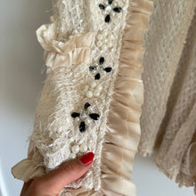 Load image into Gallery viewer, Vintage Ryu Ruffle Lace Bead Hook Closure Jacket Cream L
