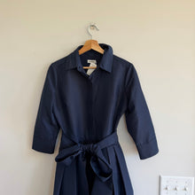 Load image into Gallery viewer, SIMKHAI Julip Tie-Waist Shirtdress-Style Gown Midnight Blue 2 NWT
