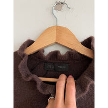 Load image into Gallery viewer, Zara Ruffle Trim Knit Long Sleeve Mock Neck Pullover Sweater Brown S
