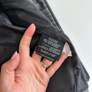 Cole Haan Genuine Lamb Skin Leather Zip Up Quilted Jacket Black L