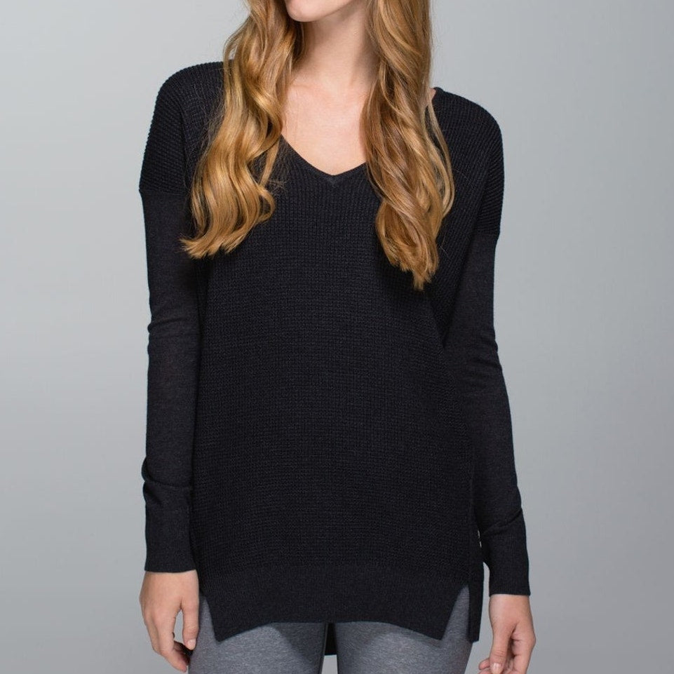Lululemon The Sweater Life V-Neck Pullover Sweater Black 4