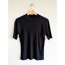 Load image into Gallery viewer, Madewell Drapey-Rib Mock Neck Short Sleeve Pullover Casual Top Black S
