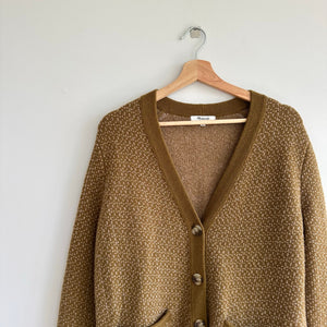 Madewell Bird's Eye Maysfield Cardigan Sweater in Coziest Yarn XXS