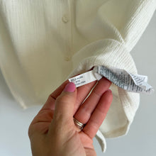 Load image into Gallery viewer, J. Crew Textured Button-Down Tie Front V-Neck Short Sleeve Blouse Cream XS
